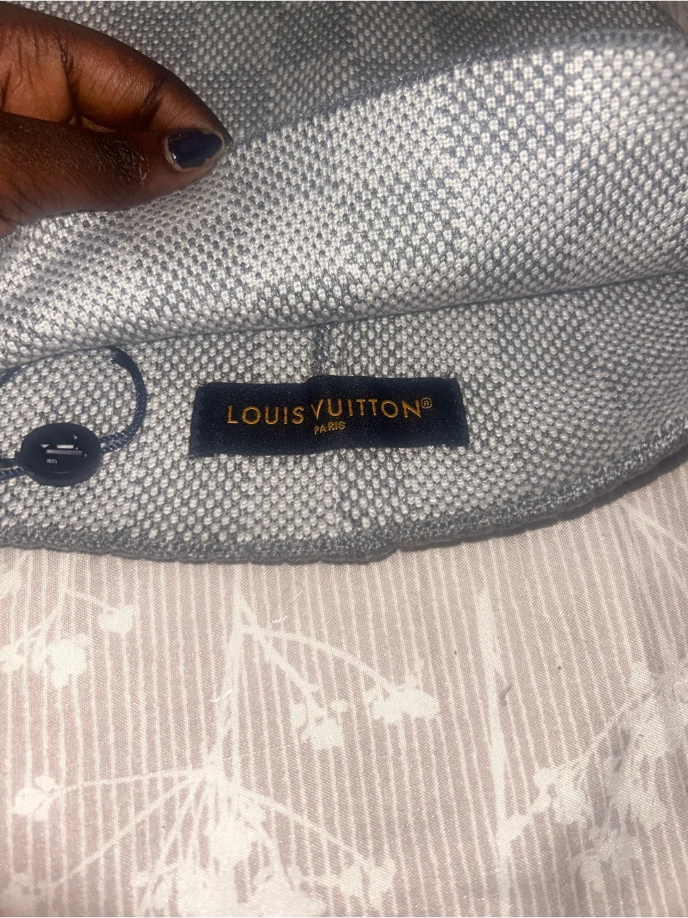 Louis Vuitton Black Knit Beanie with Logo Patch